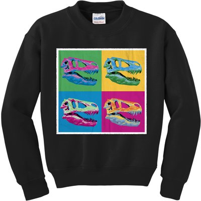 Pop Art TRex Skeleton Tyrannosaurus Rex Kids Sweatshirt