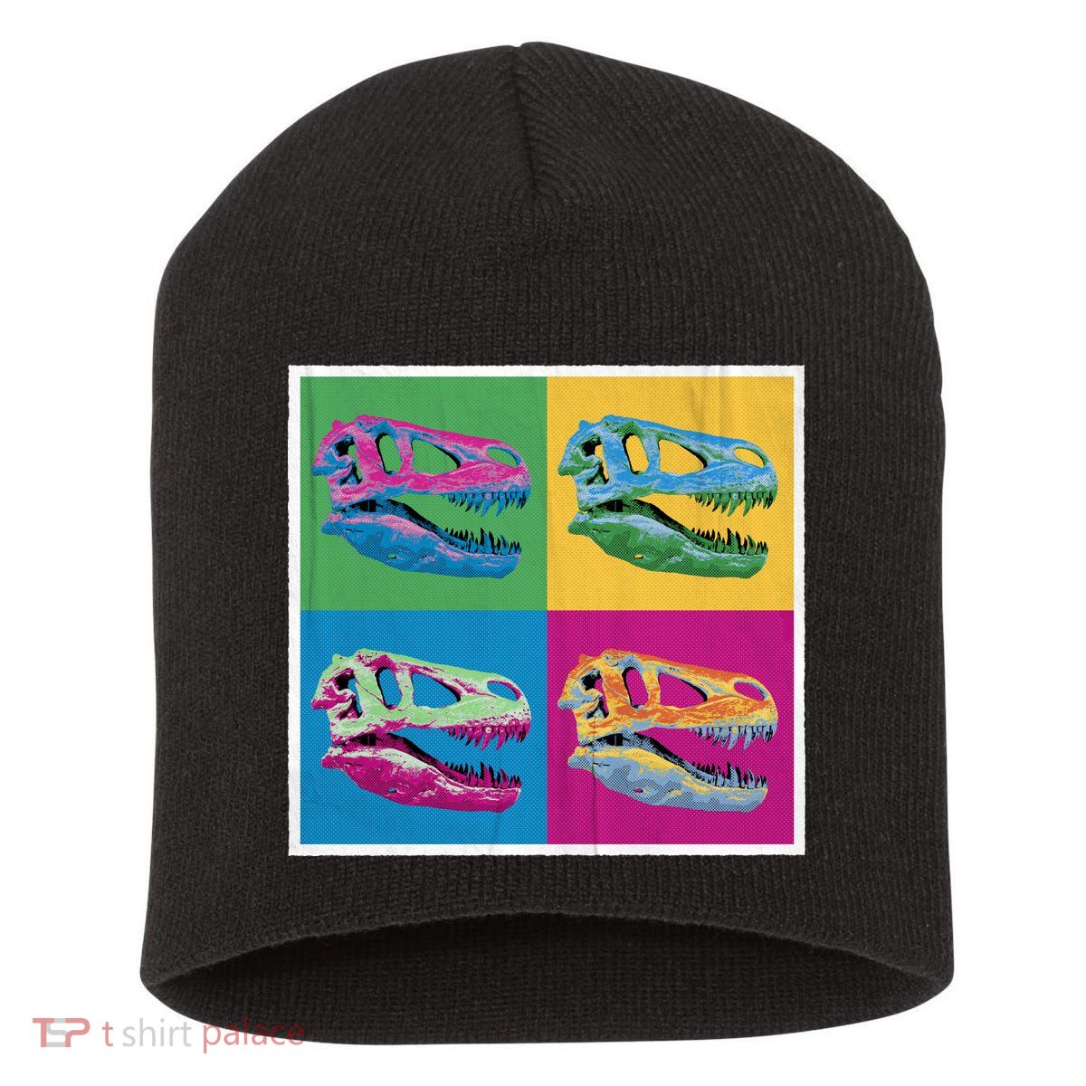 Pop Art TRex Skeleton Tyrannosaurus Rex Short Acrylic Beanie