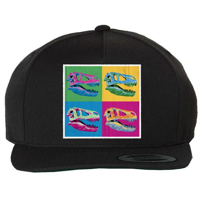 Pop Art TRex Skeleton Tyrannosaurus Rex Wool Snapback Cap