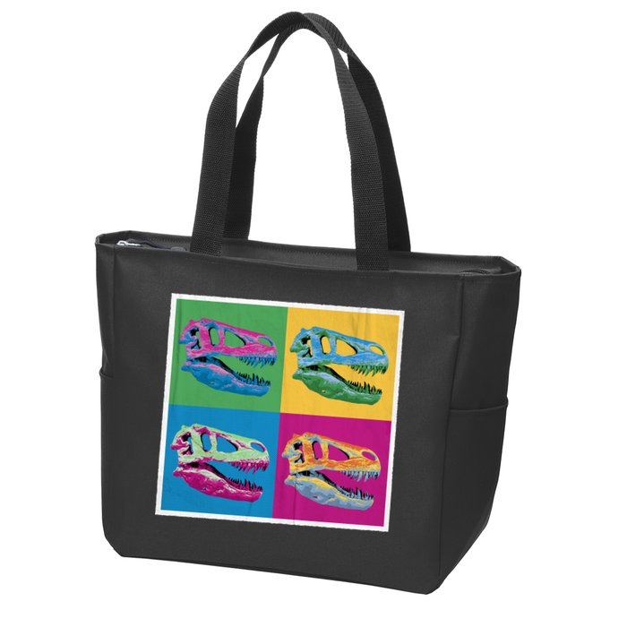 Pop Art TRex Skeleton Tyrannosaurus Rex Zip Tote Bag