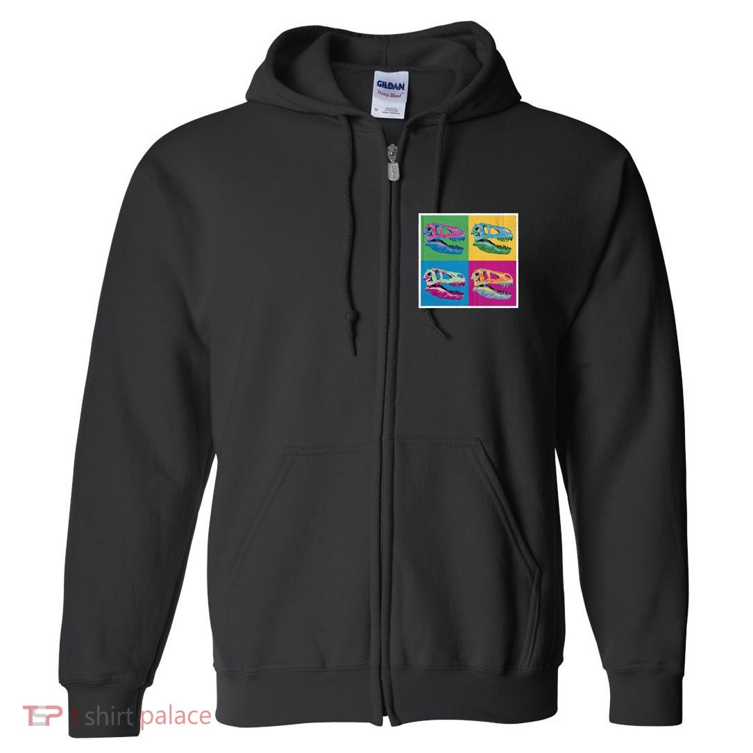 Pop Art TRex Skeleton Tyrannosaurus Rex Full Zip Hoodie