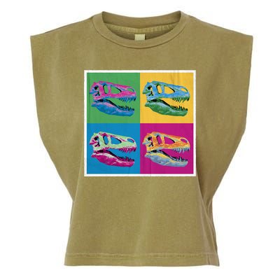 Pop Art TRex Skeleton Tyrannosaurus Rex Garment-Dyed Women's Muscle Tee