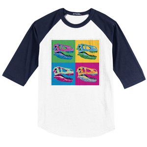 Pop Art TRex Skeleton Tyrannosaurus Rex Baseball Sleeve Shirt