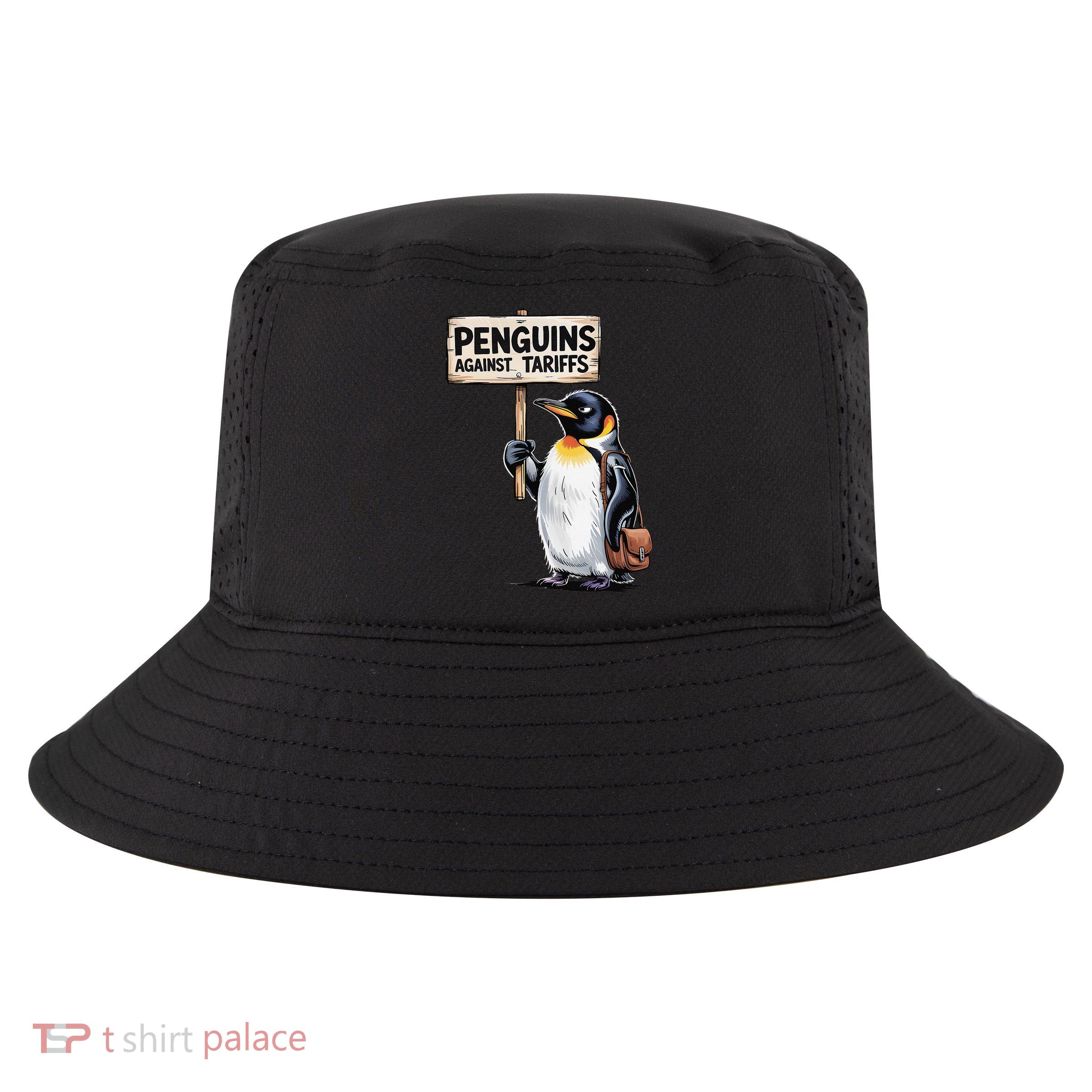 Penguins Against Tariffs Anti Tariffs Funny Penguins Cool Comfort Performance Bucket Hat