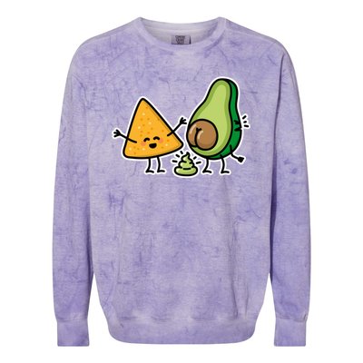 Pooping Avocado Tortilla Chips Guacamole Guac Turd Vegan Colorblast Crewneck Sweatshirt