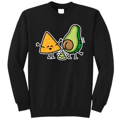 Pooping Avocado Tortilla Chips Guacamole Guac Turd Vegan Sweatshirt