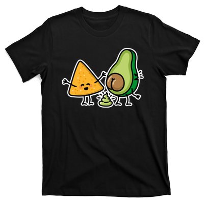 Pooping Avocado Tortilla Chips Guacamole Guac Turd Vegan T-Shirt