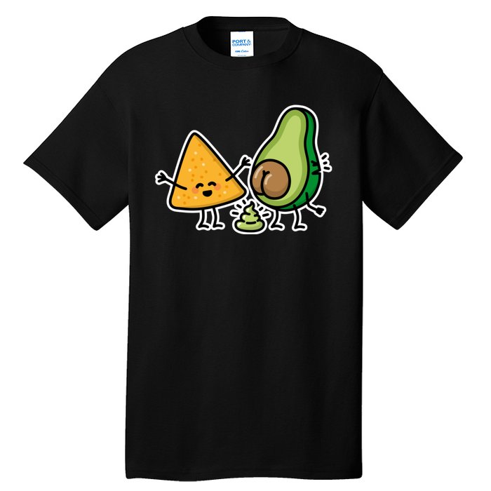 Pooping Avocado Tortilla Chips Guacamole Guac Turd Vegan Tall T-Shirt