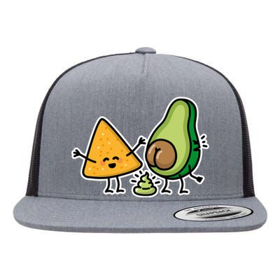 Pooping Avocado Tortilla Chips Guacamole Guac Turd Vegan Flat Bill Trucker Hat