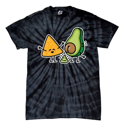 Pooping Avocado Tortilla Chips Guacamole Guac Turd Vegan Tie-Dye T-Shirt