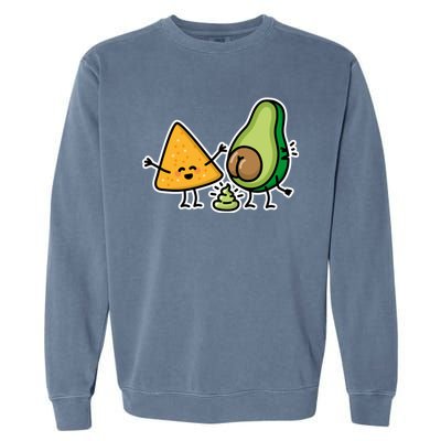 Pooping Avocado Tortilla Chips Guacamole Guac Turd Vegan Garment-Dyed Sweatshirt