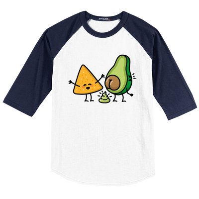 Pooping Avocado Tortilla Chips Guacamole Guac Turd Vegan Baseball Sleeve Shirt