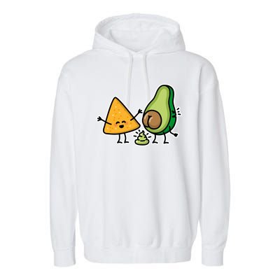 Pooping Avocado Tortilla Chips Guacamole Guac Turd Vegan Garment-Dyed Fleece Hoodie