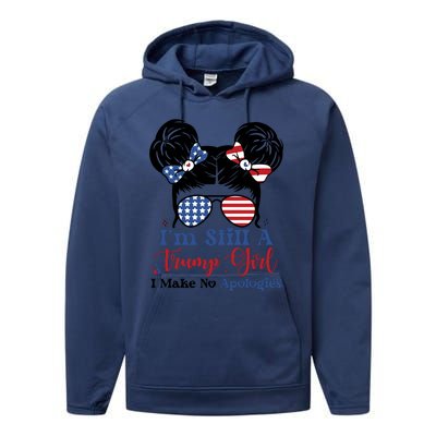 Patriotic American Trump Girl Graphic Performance Fleece Hoodie