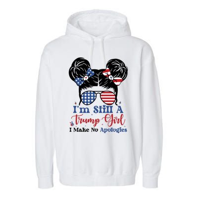 Patriotic American Trump Girl Graphic Garment-Dyed Fleece Hoodie