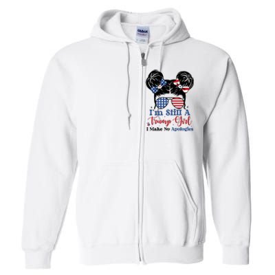 Patriotic American Trump Girl Graphic Full Zip Hoodie