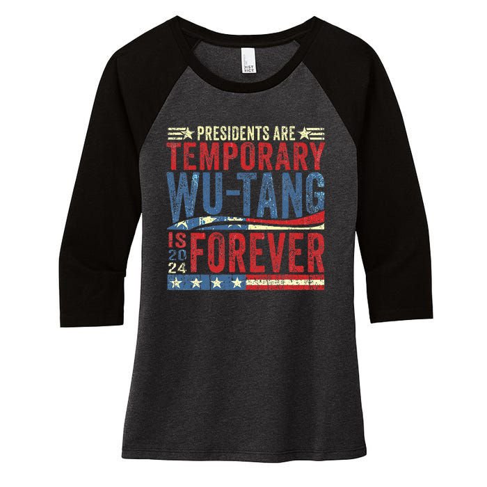 Presidents Are Temporary W.U.T.A.N.G Is Forever 2024 Women's Tri-Blend 3/4-Sleeve Raglan Shirt