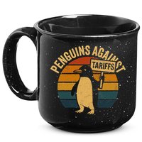 Penguins Against Tariffs Retro Funny Protest 15oz Campfire Ceramic Mug