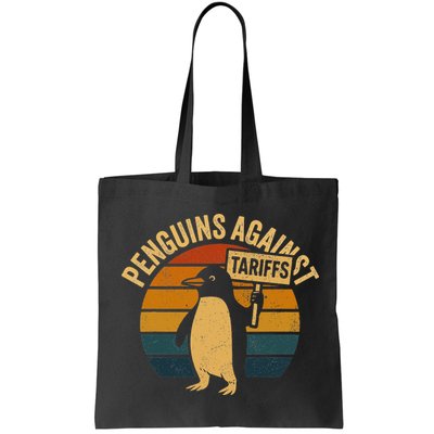 Penguins Against Tariffs Retro Funny Protest Bag