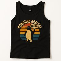 Penguins Against Tariffs Retro Funny Protest Tank Top