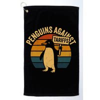 Penguins Against Tariffs Retro Funny Protest Golf Towel