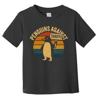 Penguins Against Tariffs Retro Funny Protest Toddler T-Shirt