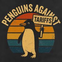Penguins Against Tariffs Retro Funny Protest Microfiber Hand Towel