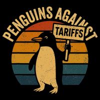 Penguins Against Tariffs Retro Funny Protest Short Acrylic Beanie