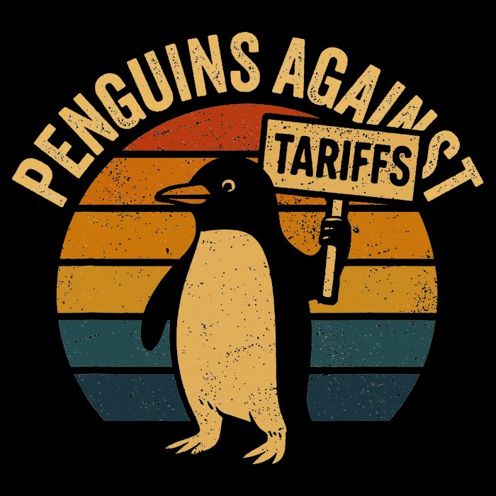 Penguins Against Tariffs Retro Funny Protest Zip Tote Bag