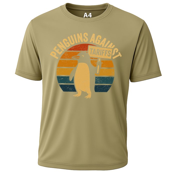 Penguins Against Tariffs Retro Funny Protest Performance Shirt
