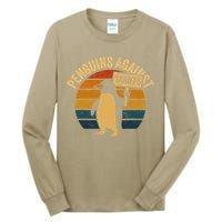 Penguins Against Tariffs Retro Funny Protest Tall Long Sleeve T-Shirt