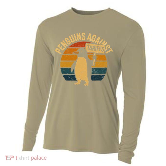 Penguins Against Tariffs Retro Funny Protest Cooling Performance Long Sleeve Crew