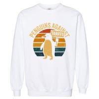 Penguins Against Tariffs Retro Funny Protest Garment-Dyed Sweatshirt