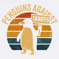 Penguins Against Tariffs Retro Funny Protest Garment-Dyed Sweatshirt