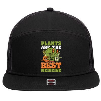 Plants Are The Best Vegan Lifestyle Vegetable Lover Veganism Gift 7 Panel Mesh Trucker Snapback Hat