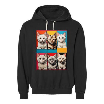 Pop Art Tabby Grid Colorful Feline Cat Faces Collage .Png Garment-Dyed Fleece Hoodie