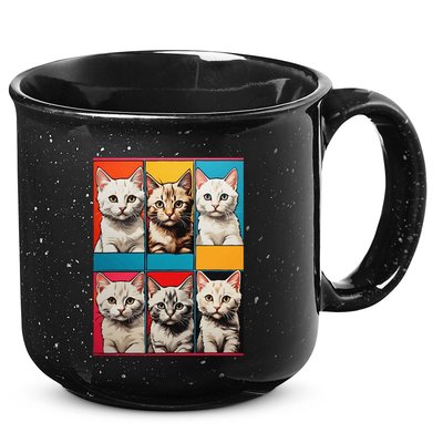 Pop Art Tabby Grid Colorful Feline Cat Faces Collage .Png 15oz Campfire Ceramic Mug