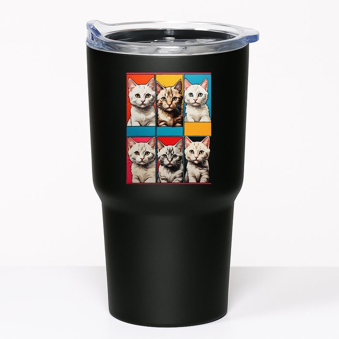 Pop Art Tabby Grid Colorful Feline Cat Faces Collage .Png Tumbler