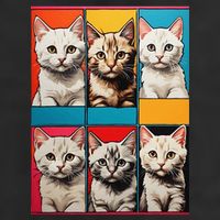 Pop Art Tabby Grid Colorful Feline Cat Faces Collage .Png Tumbler