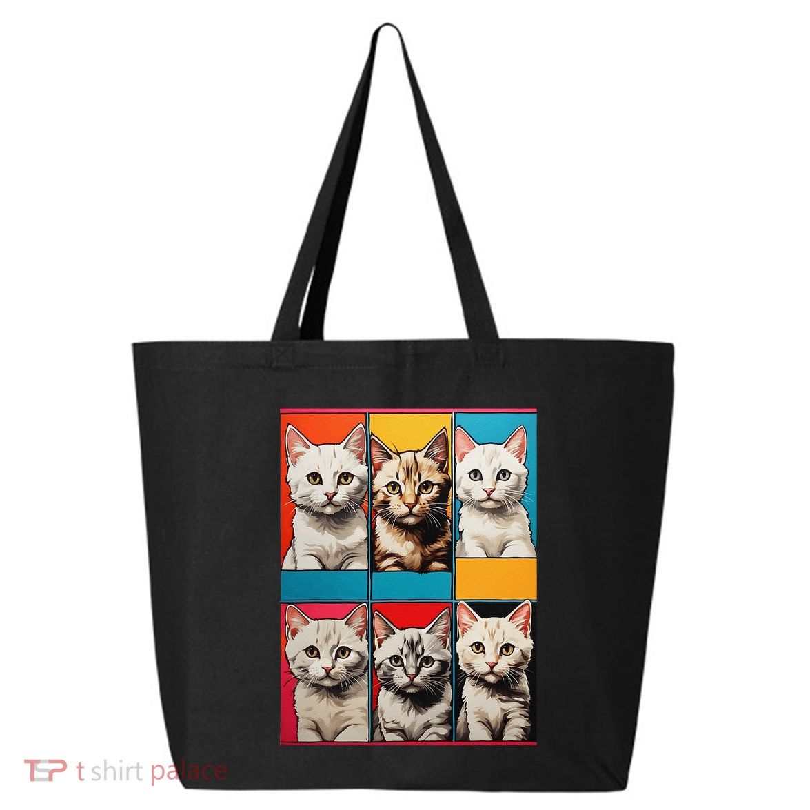 Pop Art Tabby Grid Colorful Feline Cat Faces Collage .Png 25L Jumbo Tote