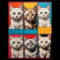 Pop Art Tabby Grid Colorful Feline Cat Faces Collage .Png Baby Bodysuit