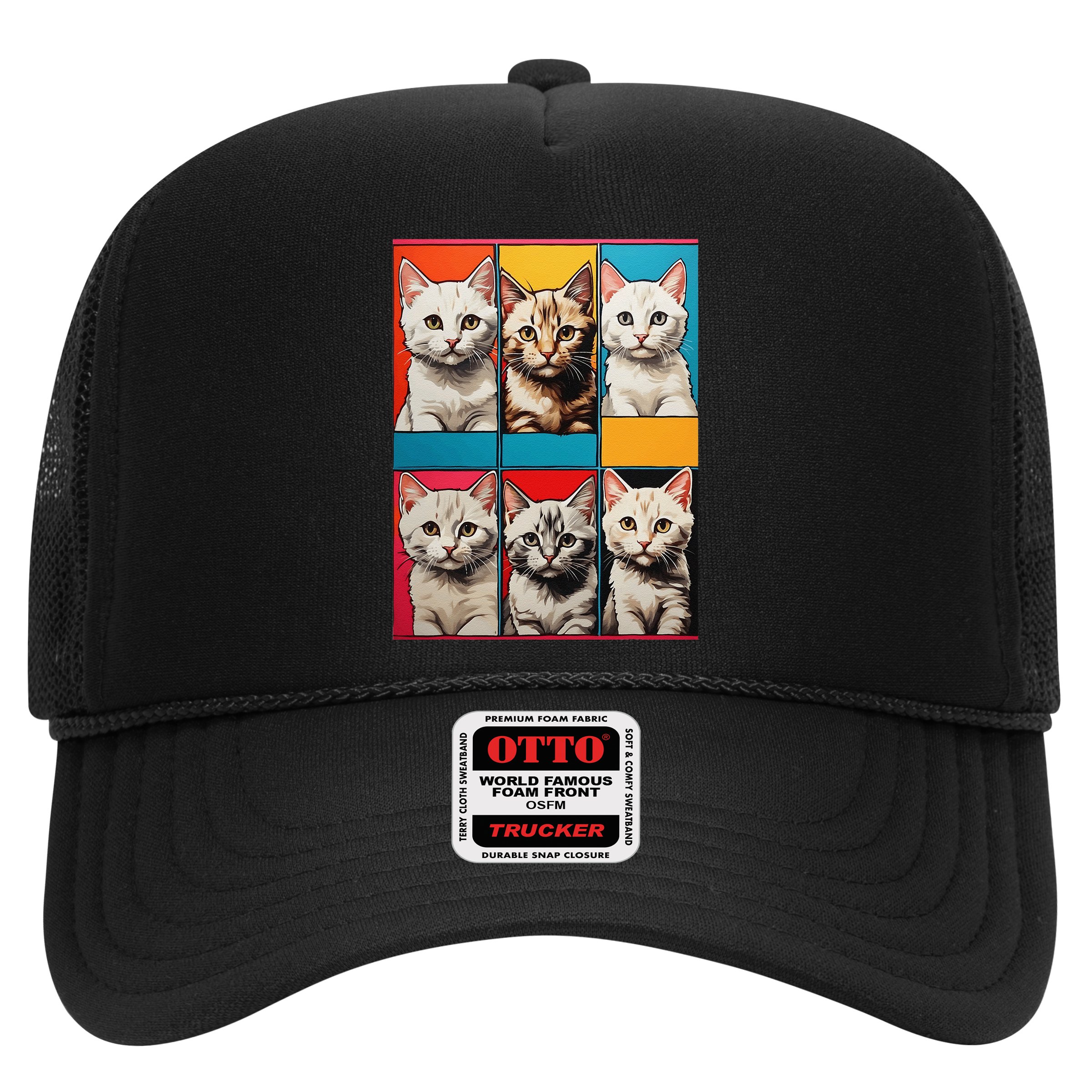 Pop Art Tabby Grid Colorful Feline Cat Faces Collage .Png Hat