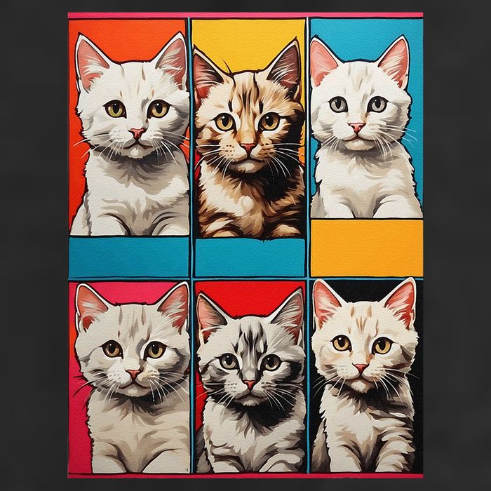 Pop Art Tabby Grid Colorful Feline Cat Faces Collage .Png Hat