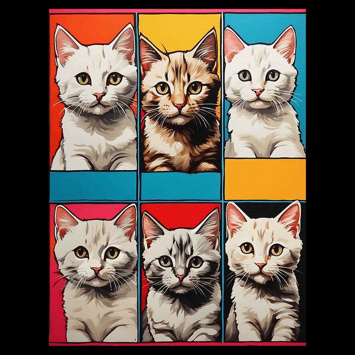 Pop Art Tabby Grid Colorful Feline Cat Faces Collage .Png Tank Top
