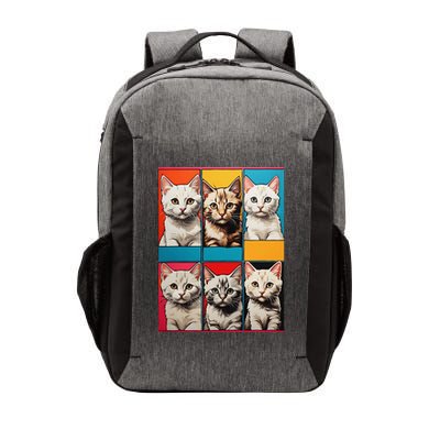 Pop Art Tabby Grid Colorful Feline Cat Faces Collage .Png Vector Backpack