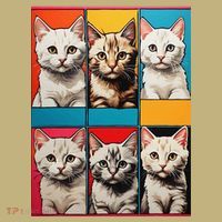 Pop Art Tabby Grid Colorful Feline Cat Faces Collage .Png Hoodie