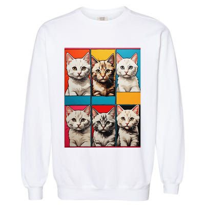 Pop Art Tabby Grid Colorful Feline Cat Faces Collage .Png Garment-Dyed Sweatshirt