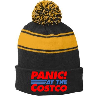 Panic At The Costco Funny Meme Stripe Pom Pom Beanie