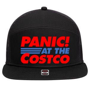 Panic At The Costco Funny Meme 7 Panel Mesh Trucker Snapback Hat