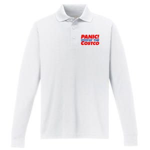 Panic At The Costco Funny Meme Performance Long Sleeve Polo